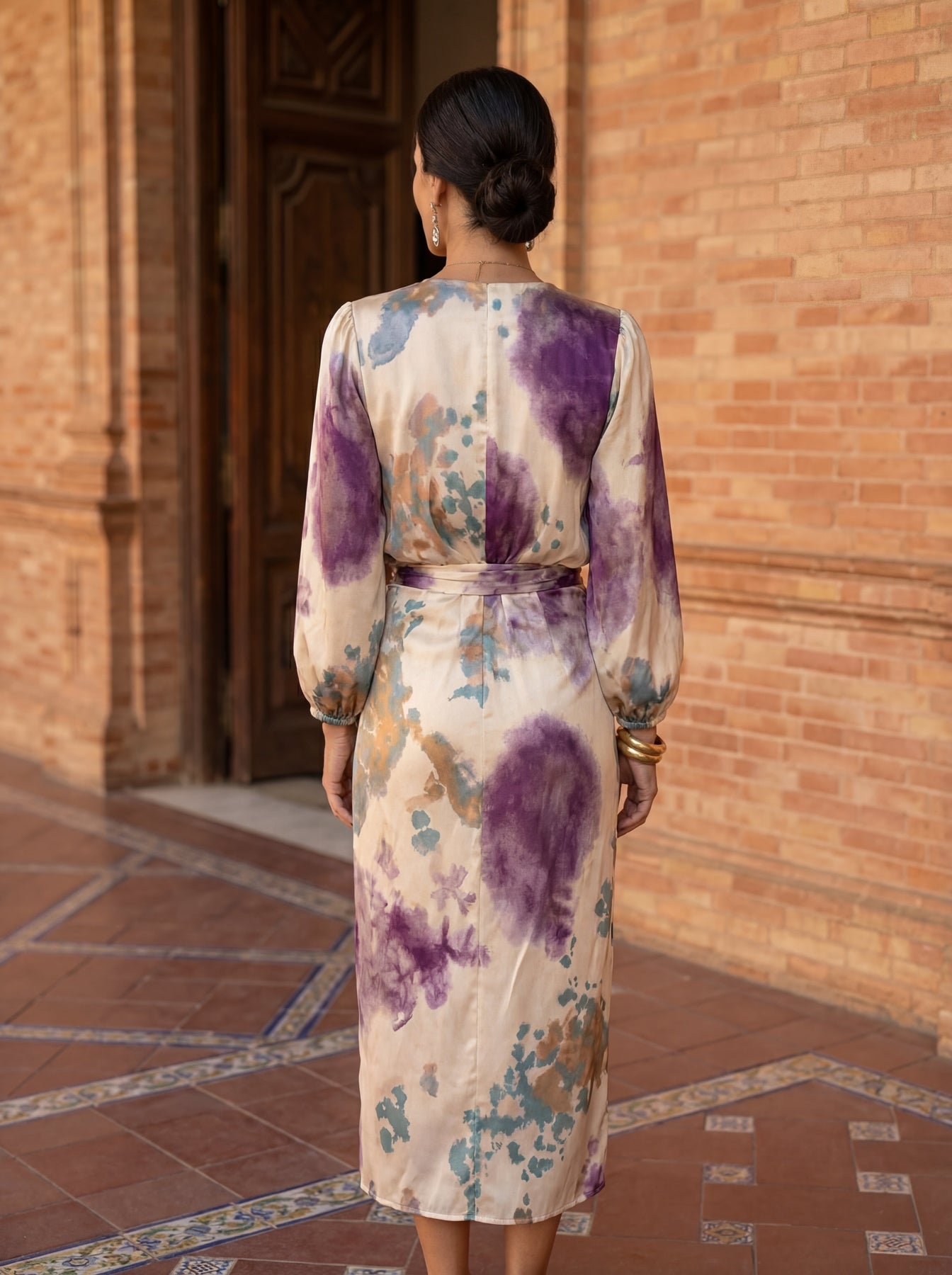 Valeria – Vestido de lujo con estampado de acuarela – Azuro